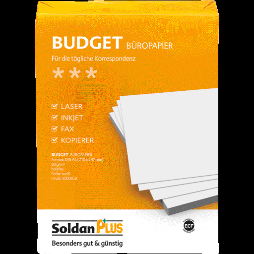 SoldanPlus Kopierpapier BUDGET, DIN A4, 80 g/m², Pack: 500 Blatt