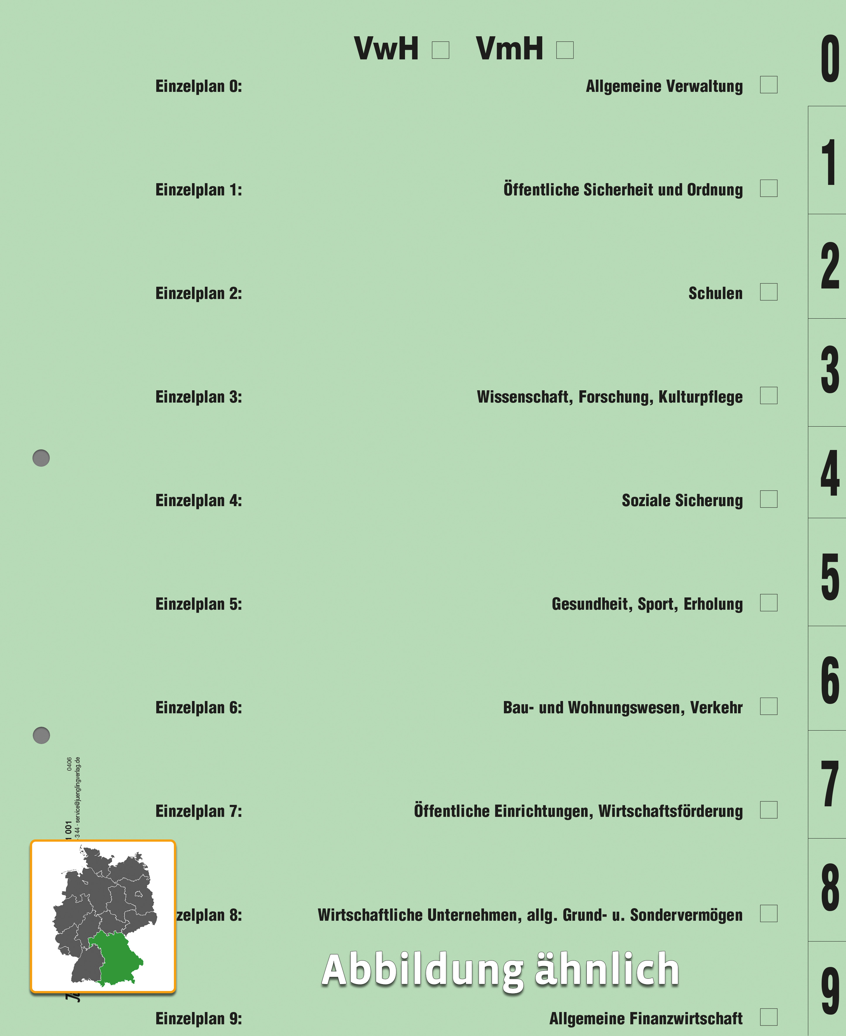 Register-Satz für Einzelpläne, 10-teilig, grün, DIN A4, Karton