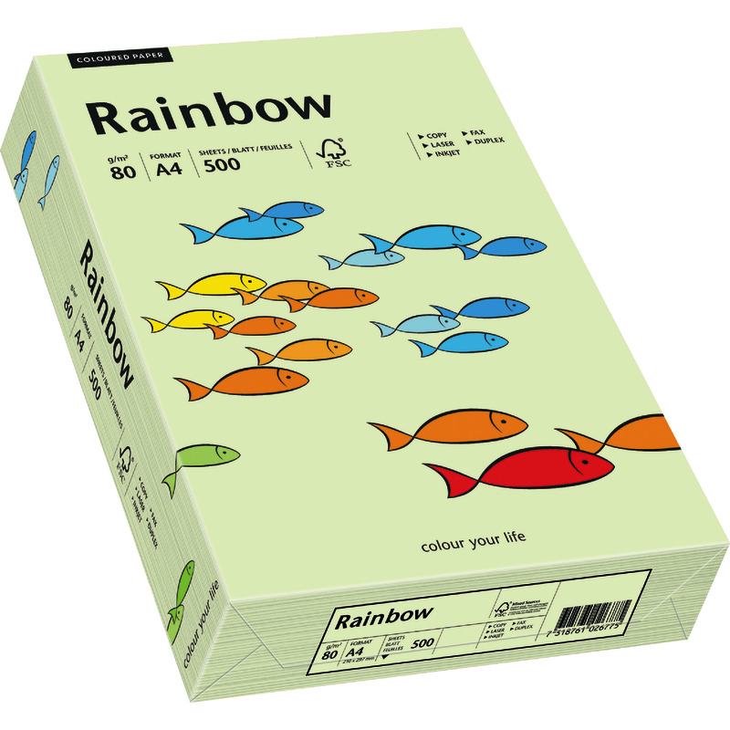 PAPYRUS  Kopierpapier Rainbow COLOURED PAPER, DIN A4, 80 g/m², Pack: 500 Blatt - hellgrün