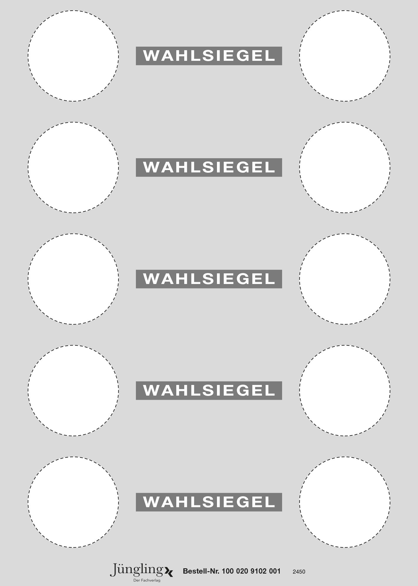 Siegelmarken für Wahlunterlagen, 1 Bogen = 5 Stück