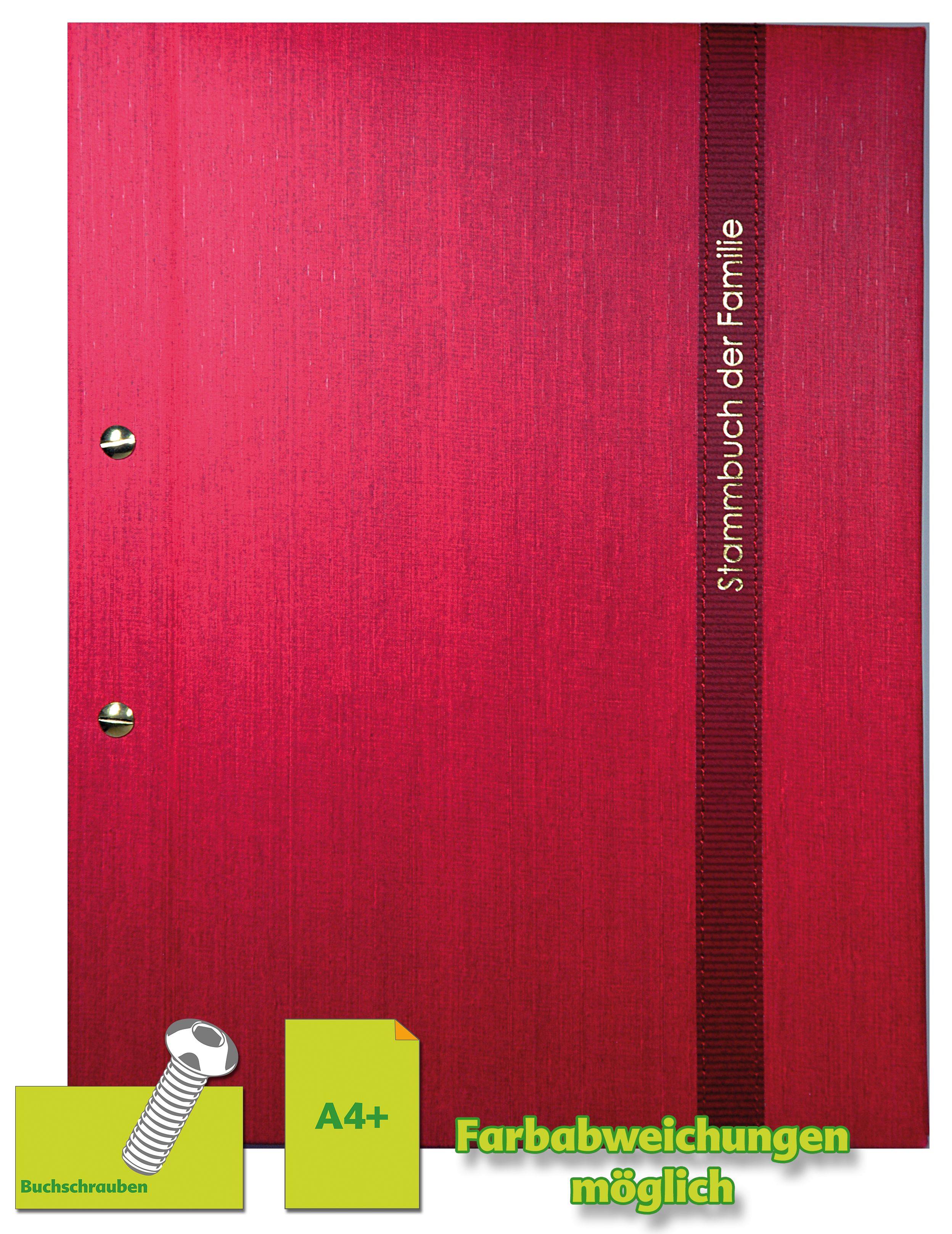 Stammbuch LARA, DIN A4+, rot, Buchschrauben