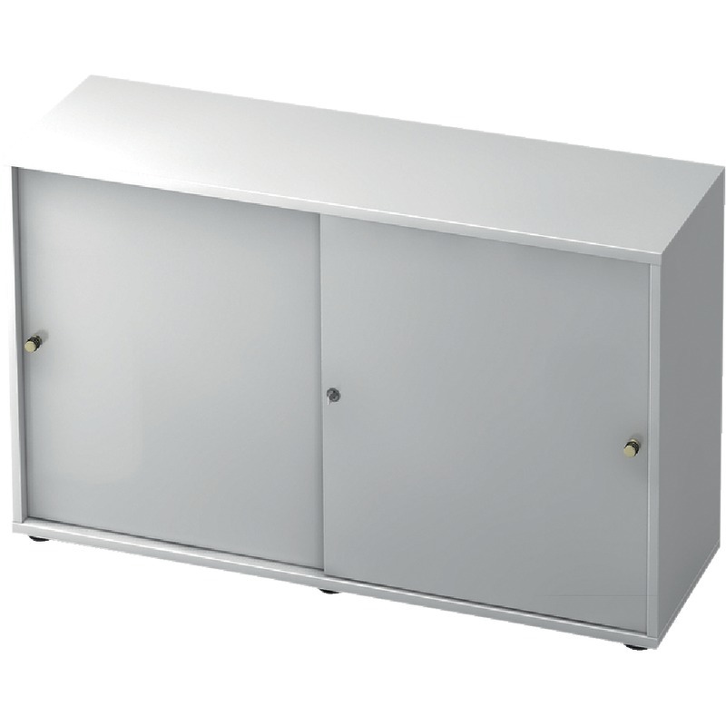 SoldanOffice Schiebetürenschrank PROFI, 2 Ordnerhöhen, B x H x T: 1.200 x 791 x 420 mm - weiß