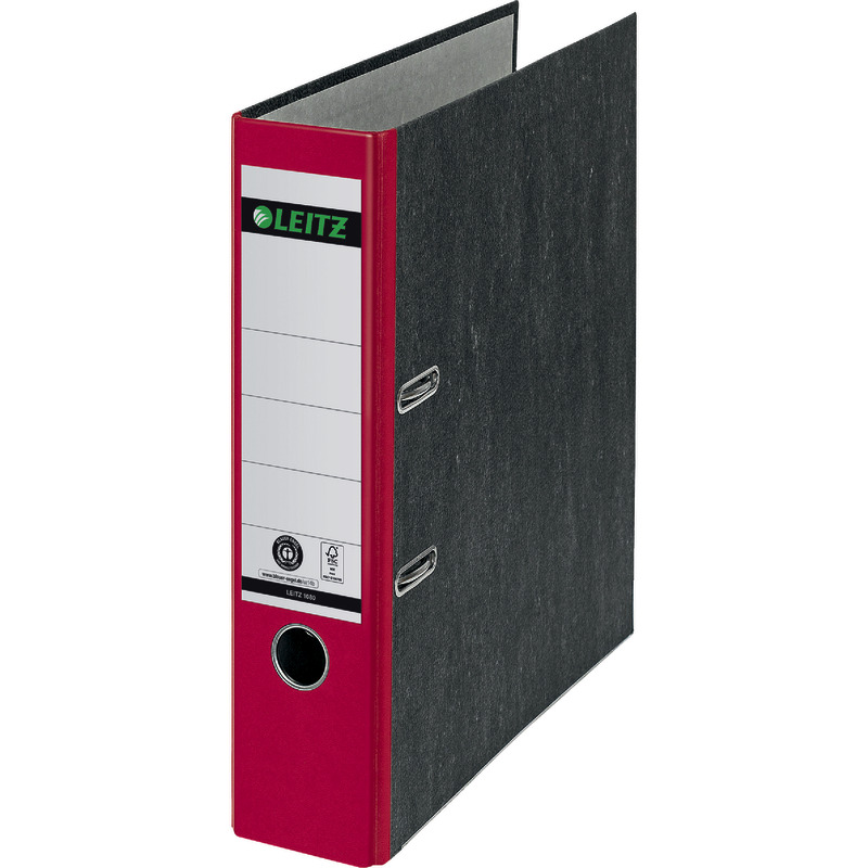 LEITZ Qualitäts-Ordner 180° Hartpappe Nr. 1080-50 DIN A4, Rückenbreite 80 mm - rot