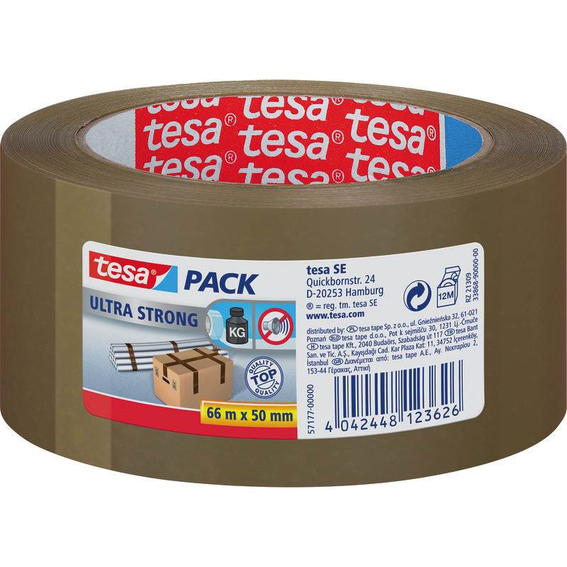 tesa Packband Ultra Strong 4124 PVC, 50 mm x 66 m - braun