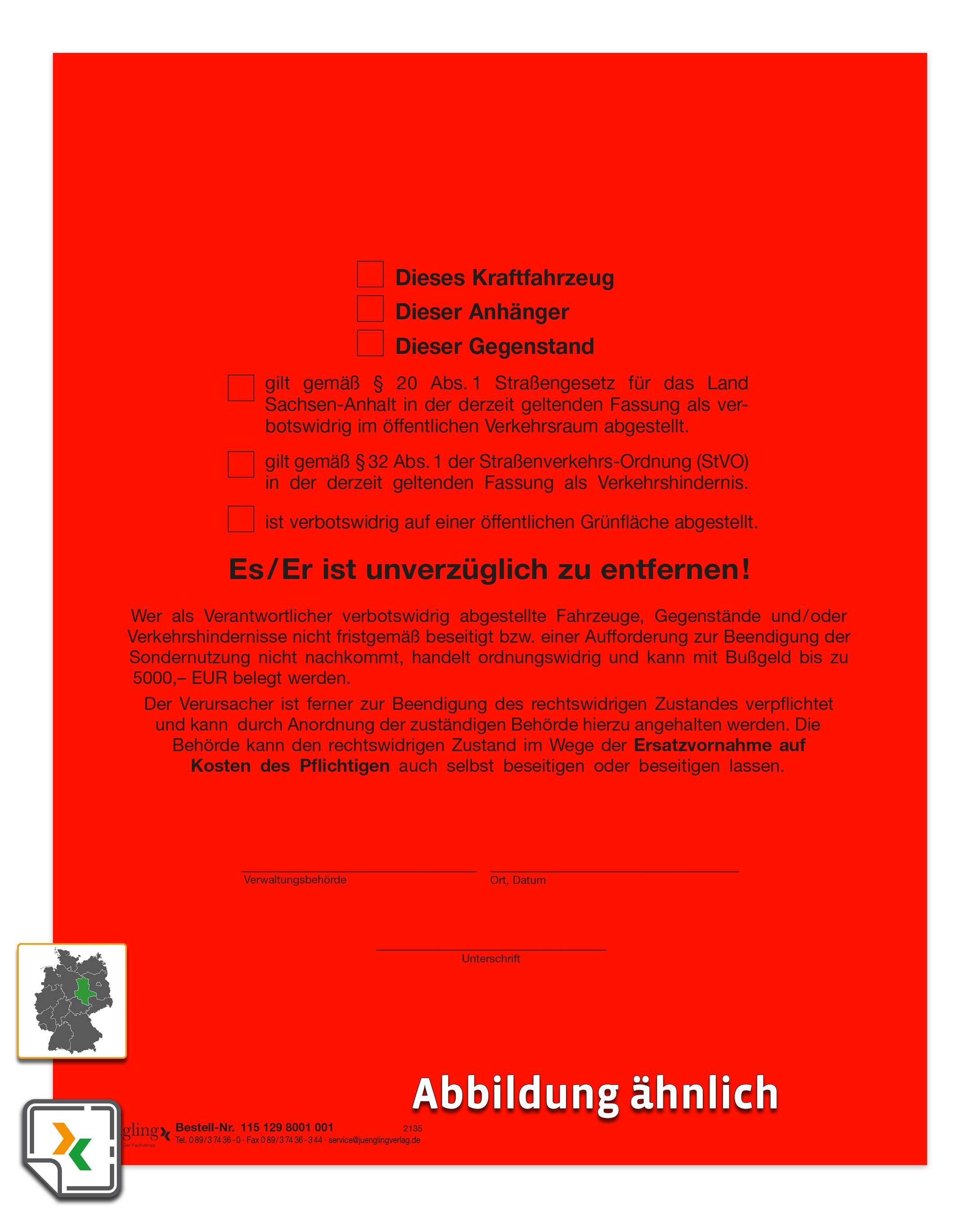 Aufkleber Roter Punkt nach StVG LSA und StVO (Sachsen-Anhalt), A5, leuchtrot
