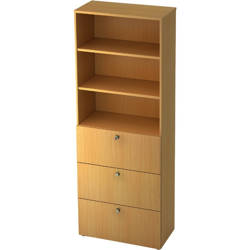 SoldanOffice Aktenschrank PROFI, 6 Ordnerhöhen mit 3 HR-Auszügen, B x H x T: 800 x 2.200 x 420 mm - Buche Dekor