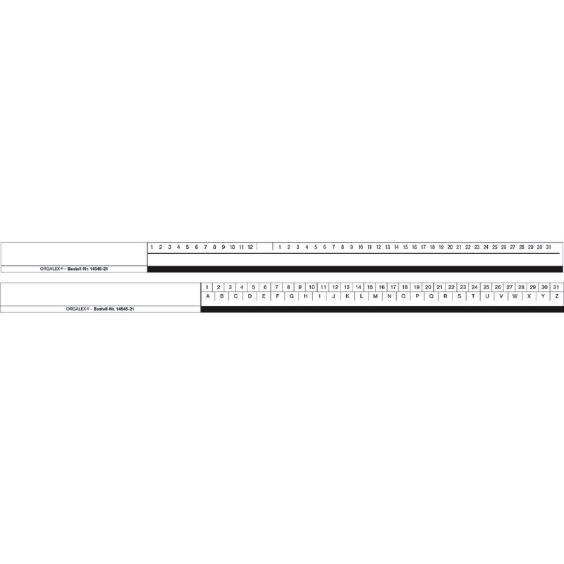 ORGALEX® Organisationsstreifen, Vorderseite: 1–12, 1–31, Rückseite: 1–31, A–Z, weiß