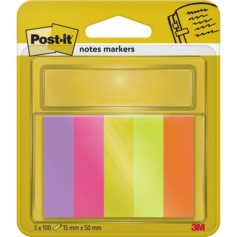 Post-it® Page Marker, Verschiedene Farben, 15 mm x 50 mm, 100 Blatt/Block, 5 Blöcke/Packung