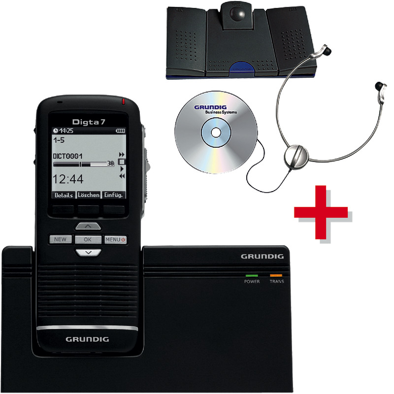 Spar-Set! GRUNDIG Digta 7 Premium Set mit DigtaSoft Pro - Typ 703 redesign + Digta Transcription Starter Kit 568