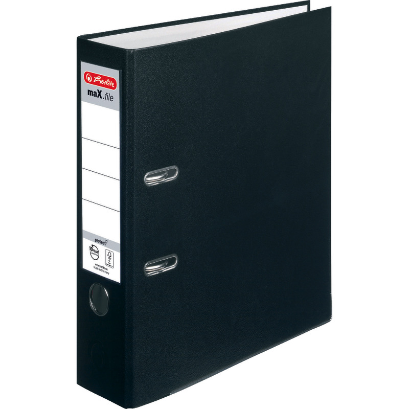 herlitz maX.file protect Ordner mit Folieneinband DIN A4, Rückenbreite 80 mm - schwarz