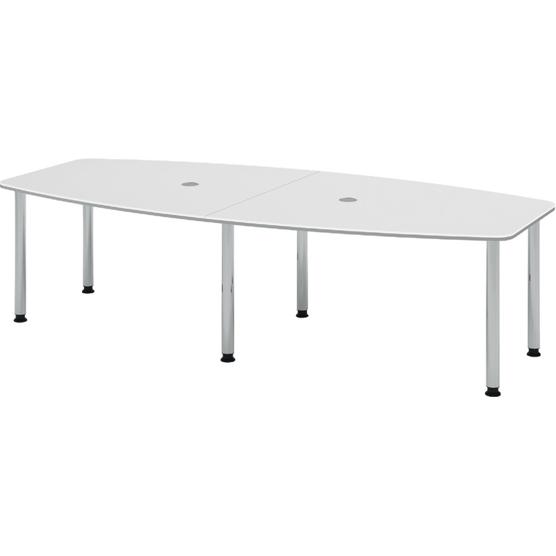 SoldanOffice Besprechungstisch MEETING, 6-Fuß, zweifarbig, B x H x T: 2.800  x 720 – 740 x 780/1.300 mm - weiß / silber