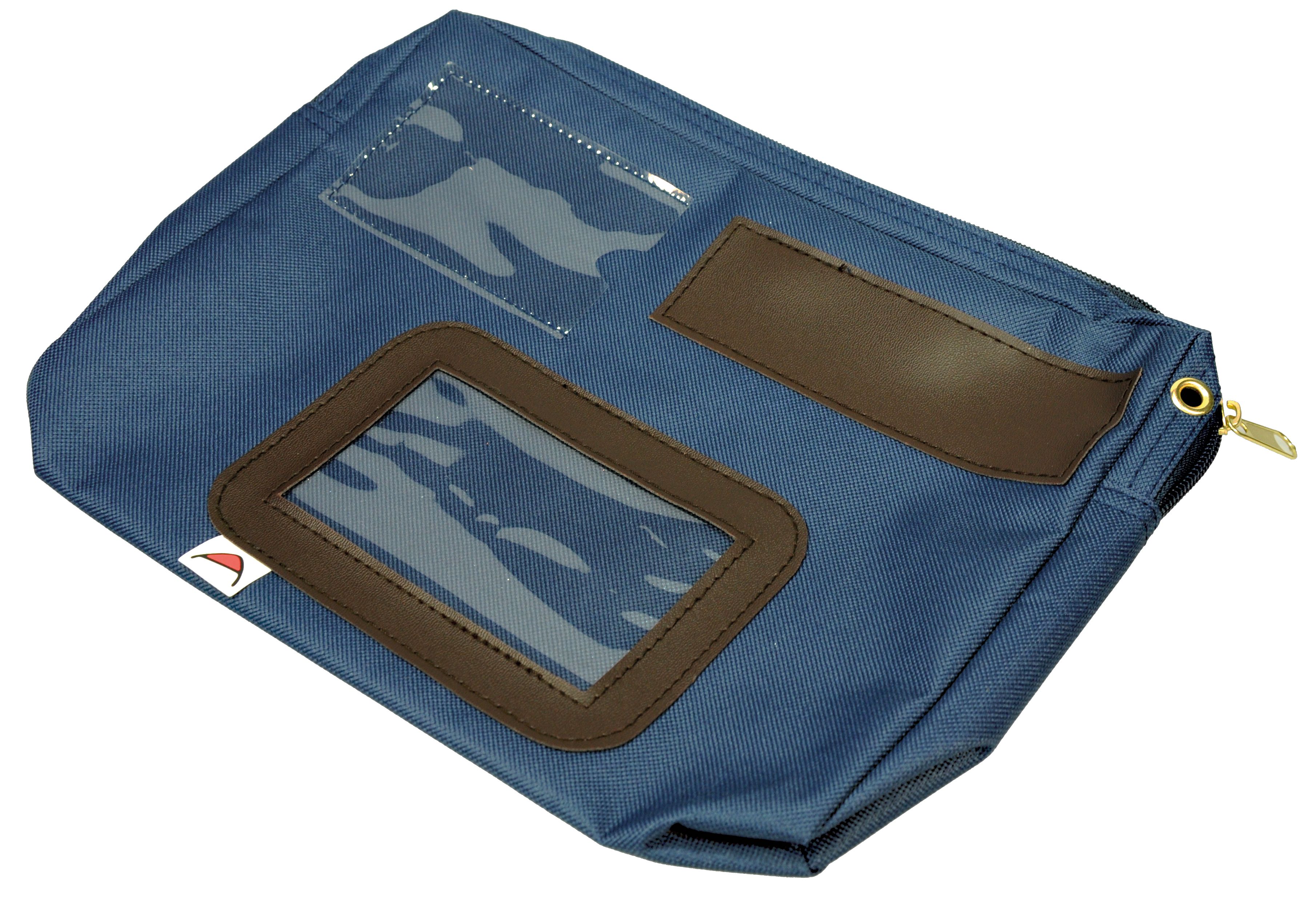 Mehrweg-Versandtasche Nylon mit Lederimitat, wasserfest, verschließbar, dunkelblau mit Adressfenster Mehrweg-Versandtasche Nylon mit Lederimitat, wasserfest, verschließbar, dunkelblau mit Adressfenster