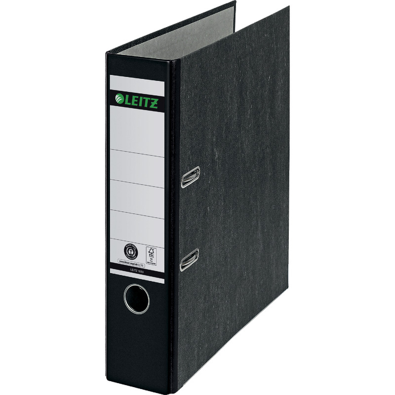 LEITZ Qualitäts-Ordner 180° Hartpappe Nr. 1080-50 DIN A4, Rückenbreite 80 mm - schwarz