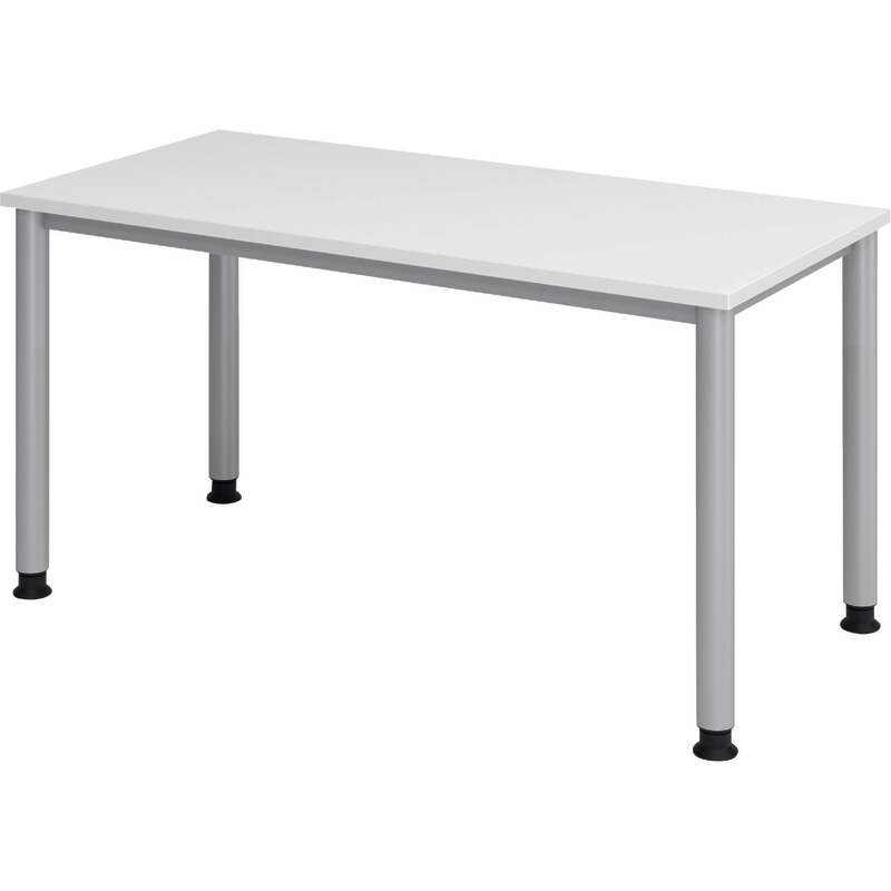 SoldanOffice Schreibtisch 4 Fuß-rund, Serie H, 1.400 x 670 mm - weiß