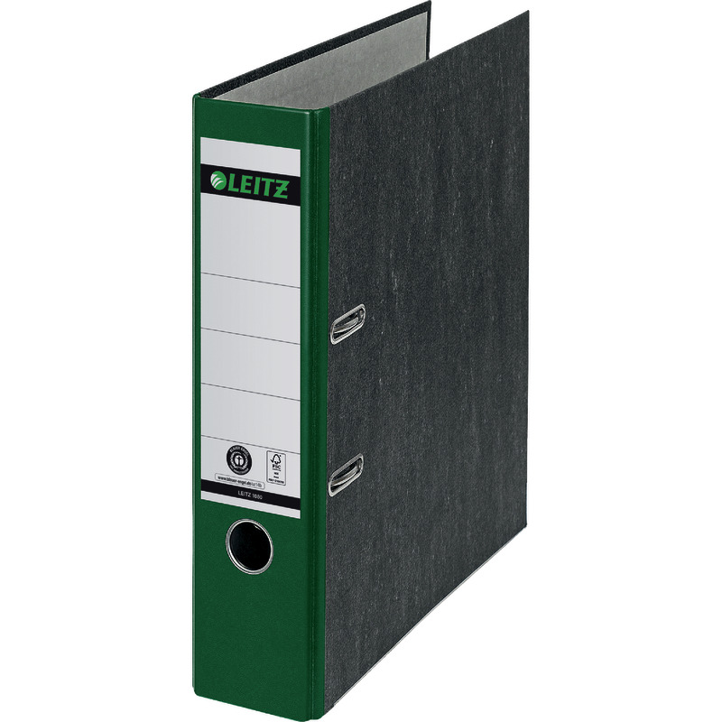 LEITZ Qualitäts-Ordner 180° Hartpappe Nr. 1080-50 DIN A4, Rückenbreite 80 mm - grün