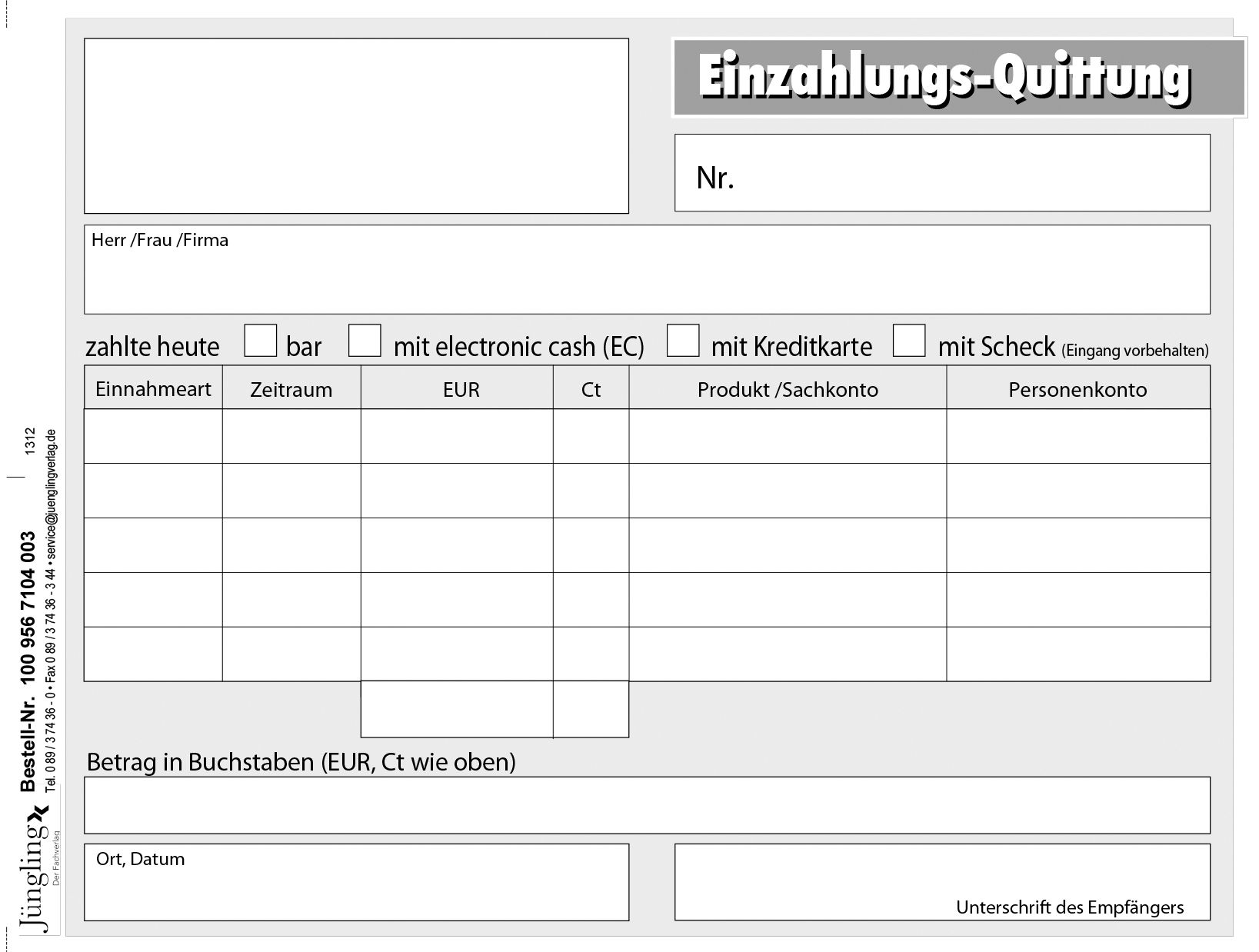 Quittung für mehrere Forderungen, Doppik, DIN A6, 50 Sätze, 3-fach