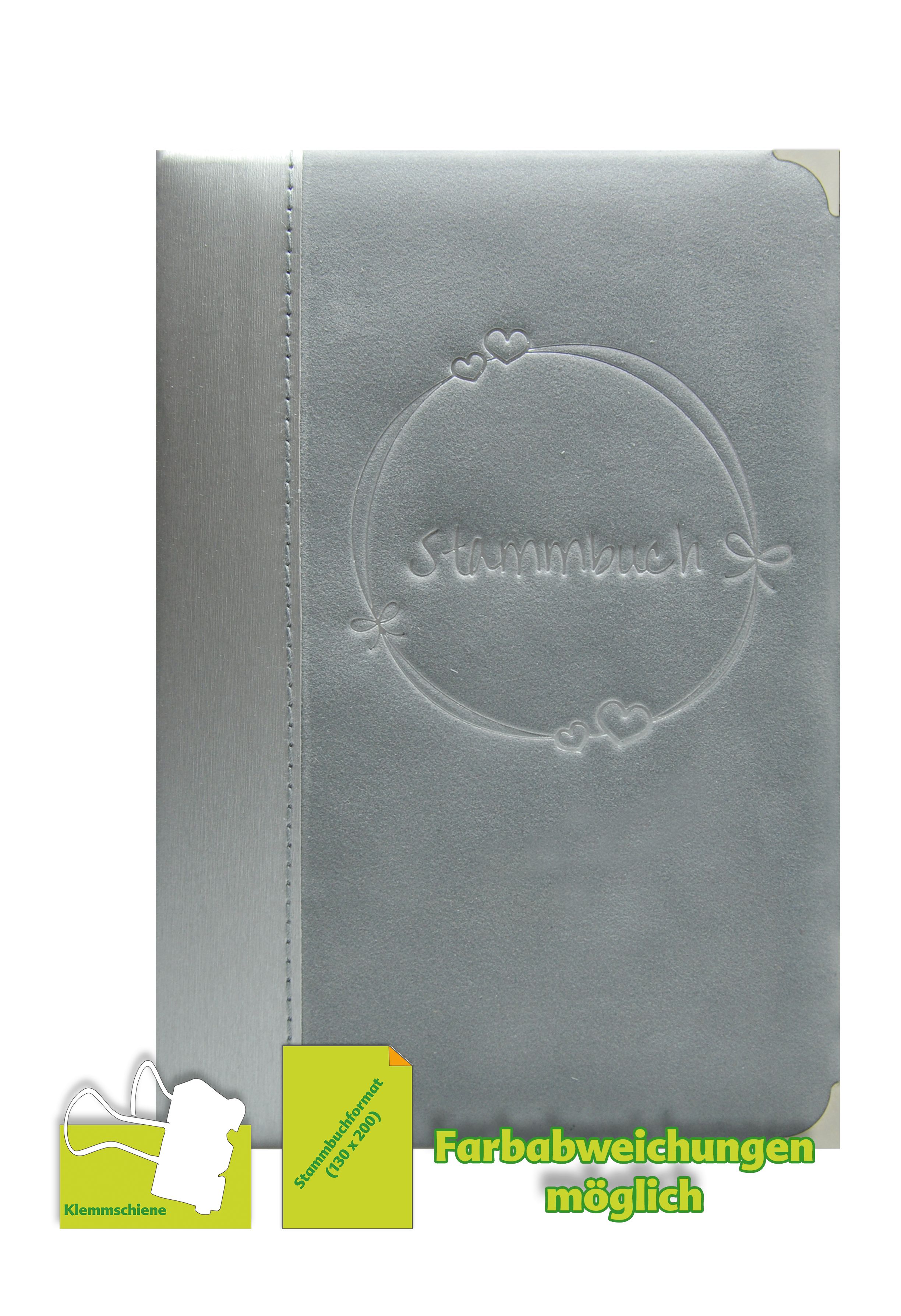 Stammbuch SOLVEIG, hellgrau mit Klemmschiene