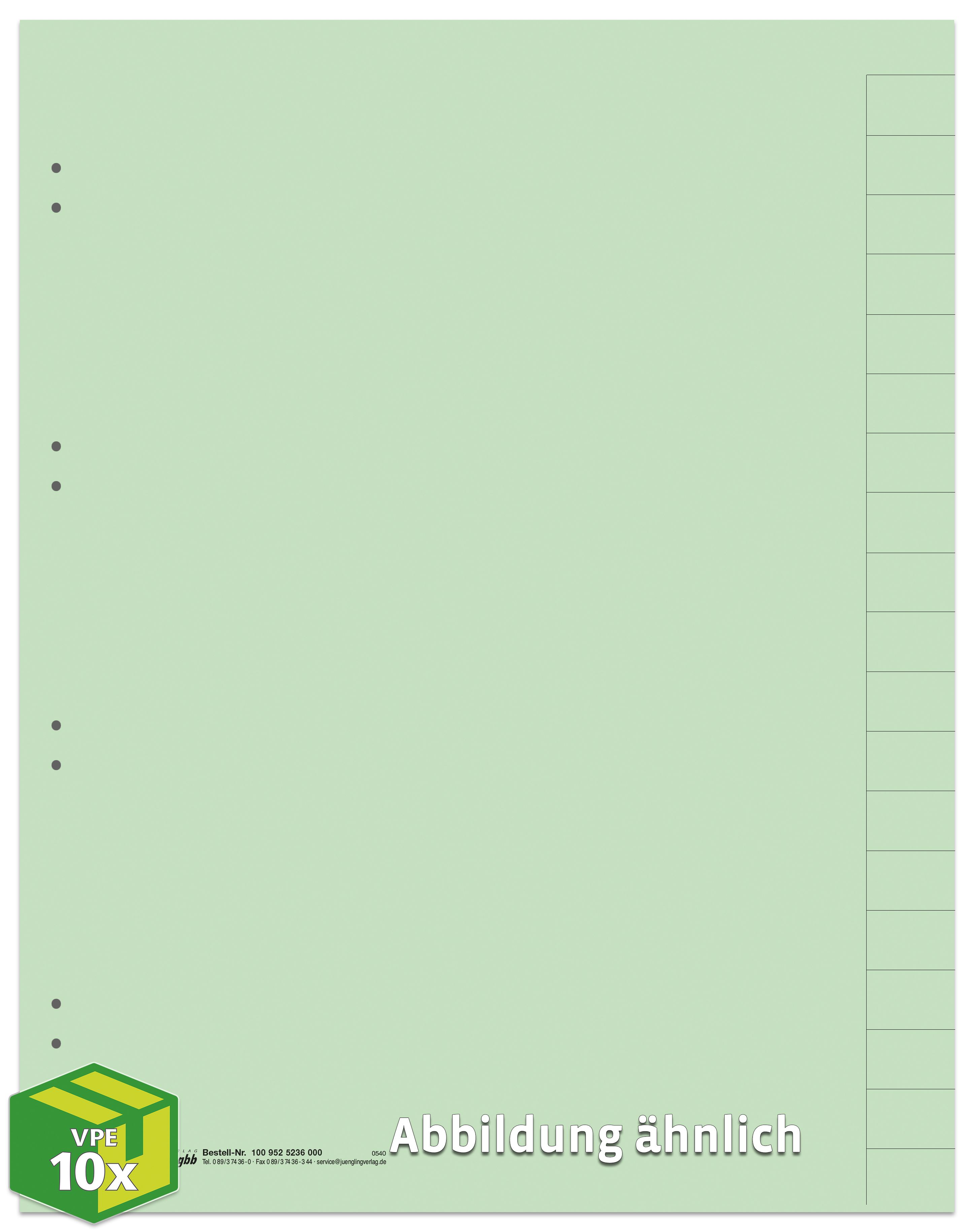 Register, 20-teilig, DIN A4, Karton, grün, VPE 10 Sätze