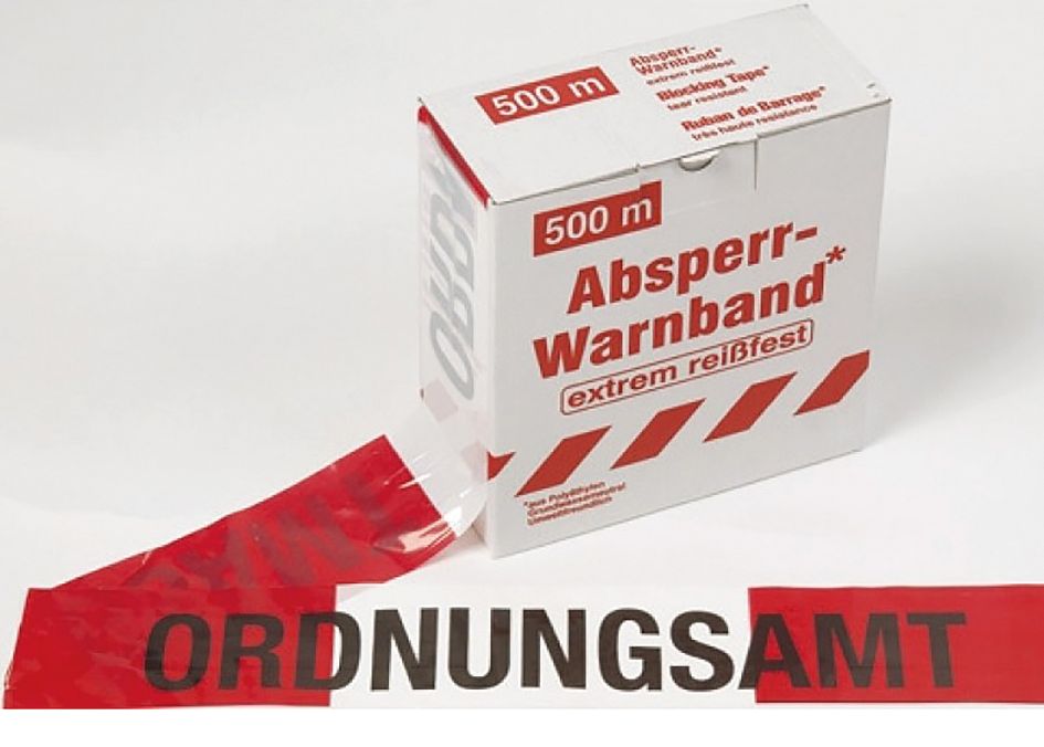 Absperrband rot/weiß ORDNUNGSAMT, 500 Meter