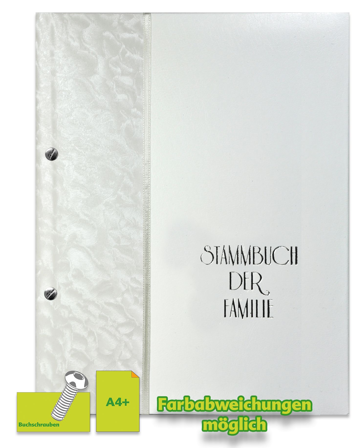 Stammbuch Cina A4+ in Weiß mit Buchschrauben