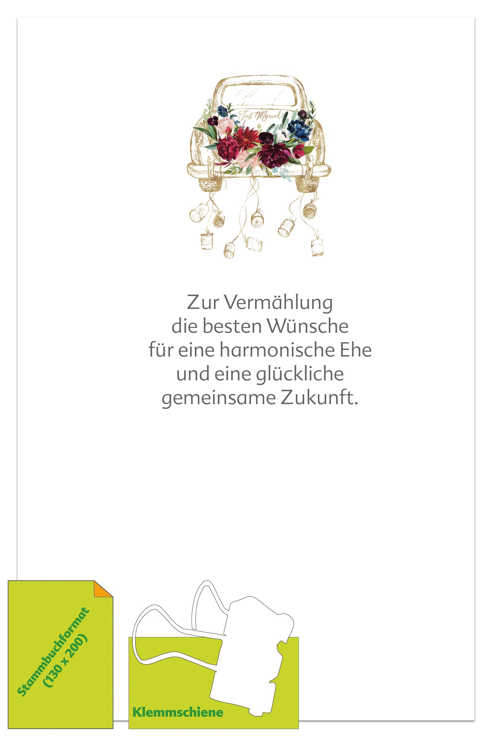 Vorsatzblatt Auto Just Married