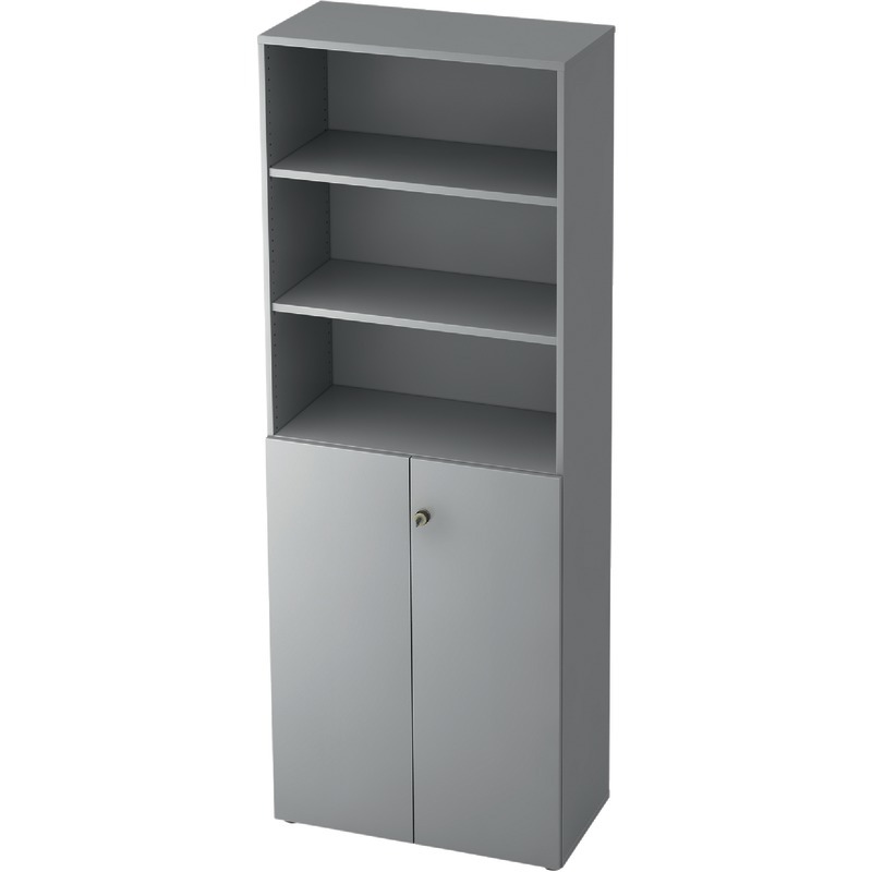 SoldanOffice Aktenschrank PROFI, 6 Ordnerhöhen inkl. 3 Regalelementen, B x H x T: 800 x 2.200 x 420 mm - lichtgrau