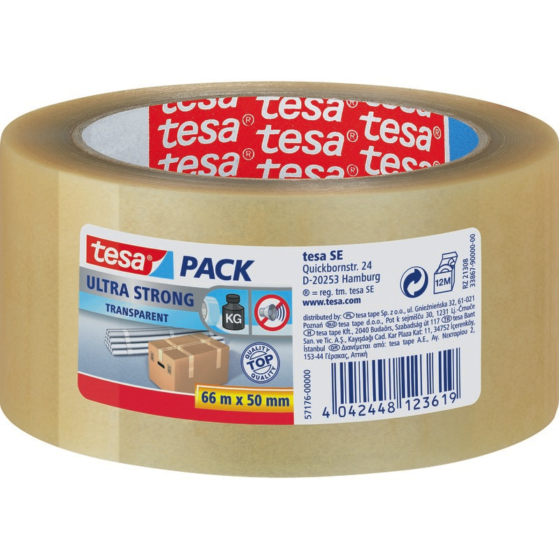 tesa Packband Ultra Strong 4124 PVC, 50 mm x 66 m - transparent