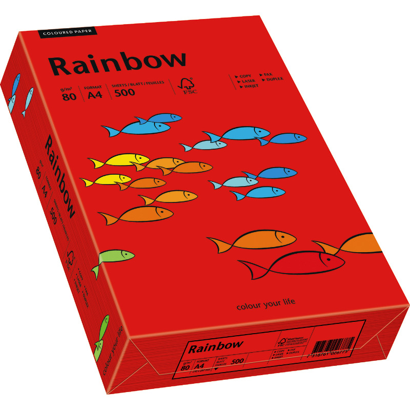 PAPYRUS  Kopierpapier Rainbow COLOURED PAPER, DIN A4, 80 g/m², Pack: 500 Blatt - rot