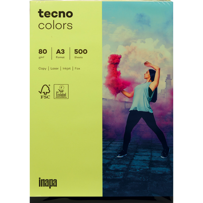 Kopierpapier tecno® colors, DIN A3, 80 g/m², Pack: 500 Blatt - intensivgelb