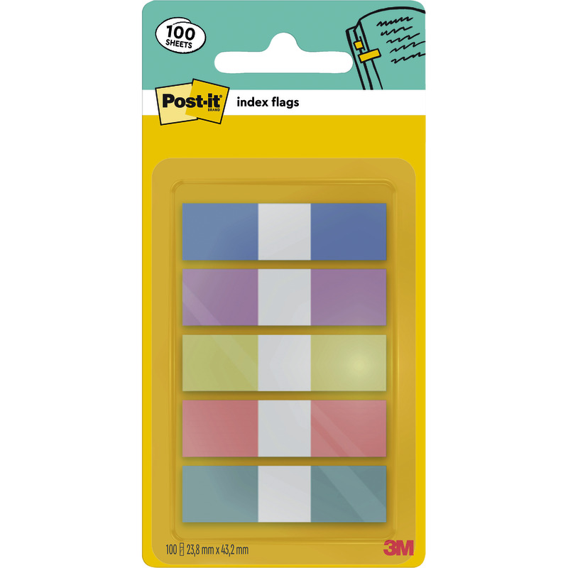 Post-it® Index Haftstreifen Mini , 11, 9 x 43, 2 mm, Pastellfarben sortiert, 5 x 20 Stück