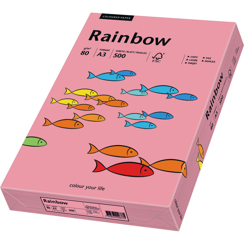 PAPYRUS  Kopierpapier Rainbow COLOURED PAPER, DIN A3, 80 g/m², Pack: 500 Blatt - rosa