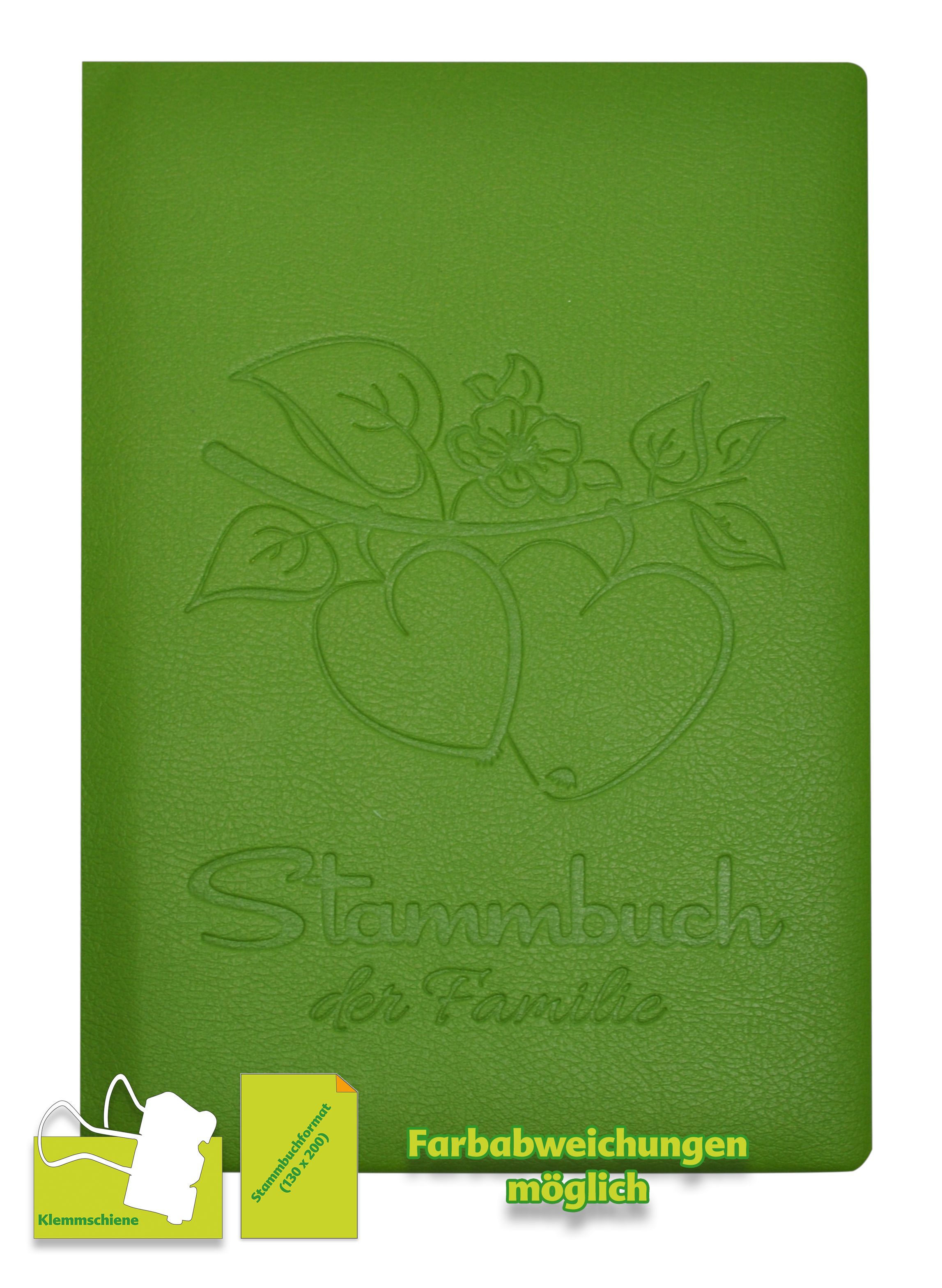 Stammbuch APFEL GRÜN NEUE PRÄGUNG, Klemmschiene