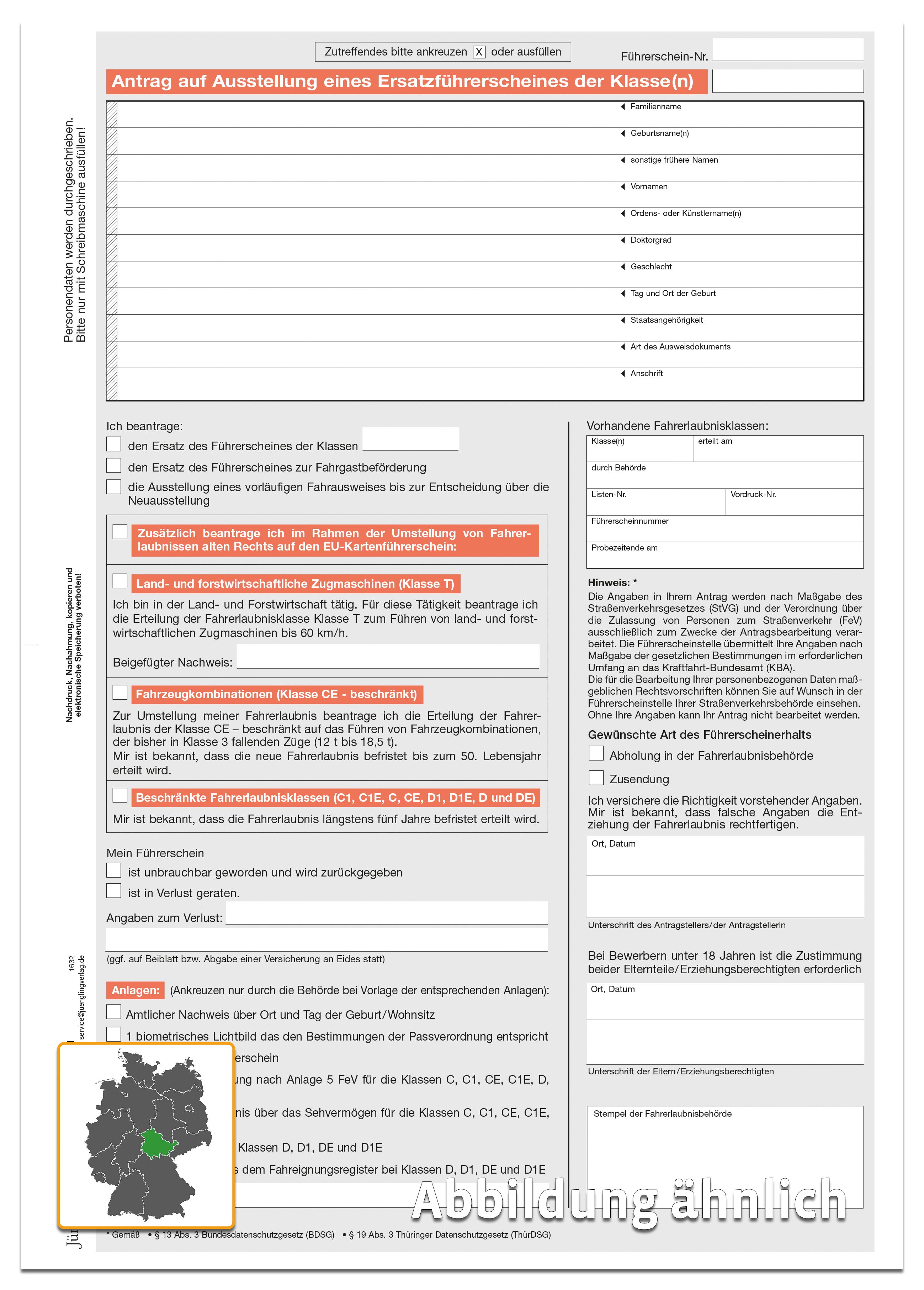 Antrag auf Ausstellung einer Ersatzfahrerlaubnis