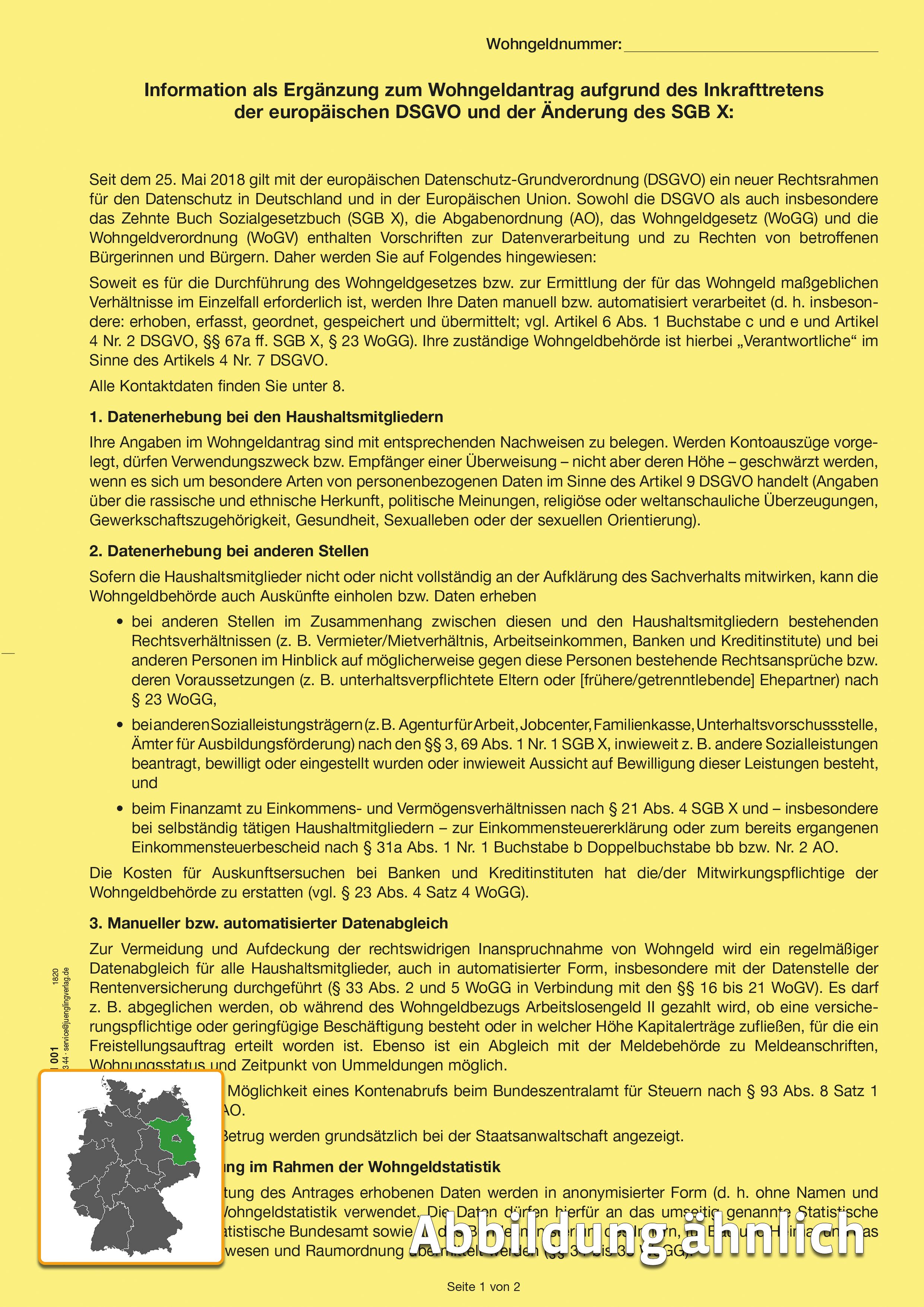 BB-Informationsblatt Europäische Datenschutz-Grundverordnung, DIN A4, gelb