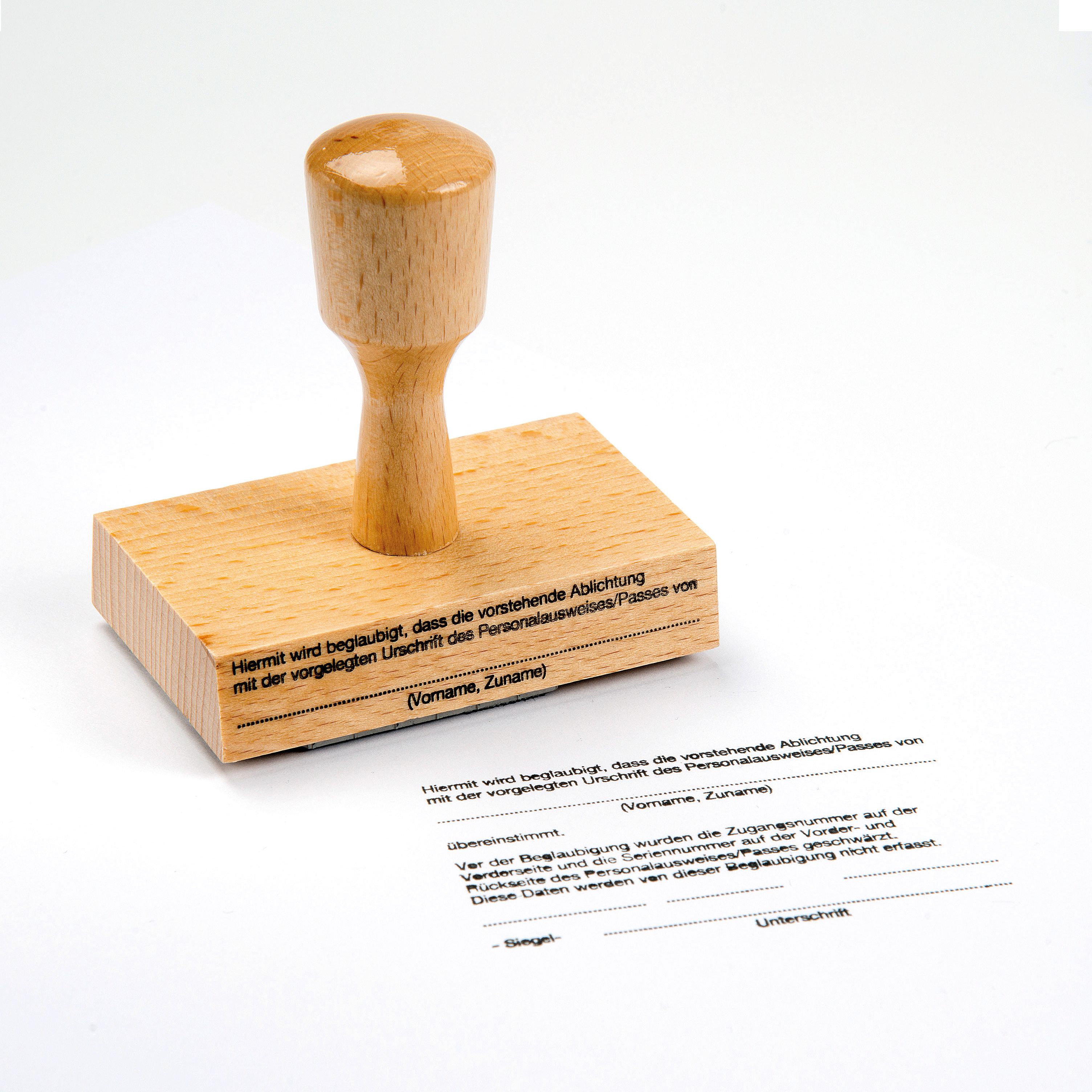 Großer Beglaubigungsstempel für Personalausweiskopien