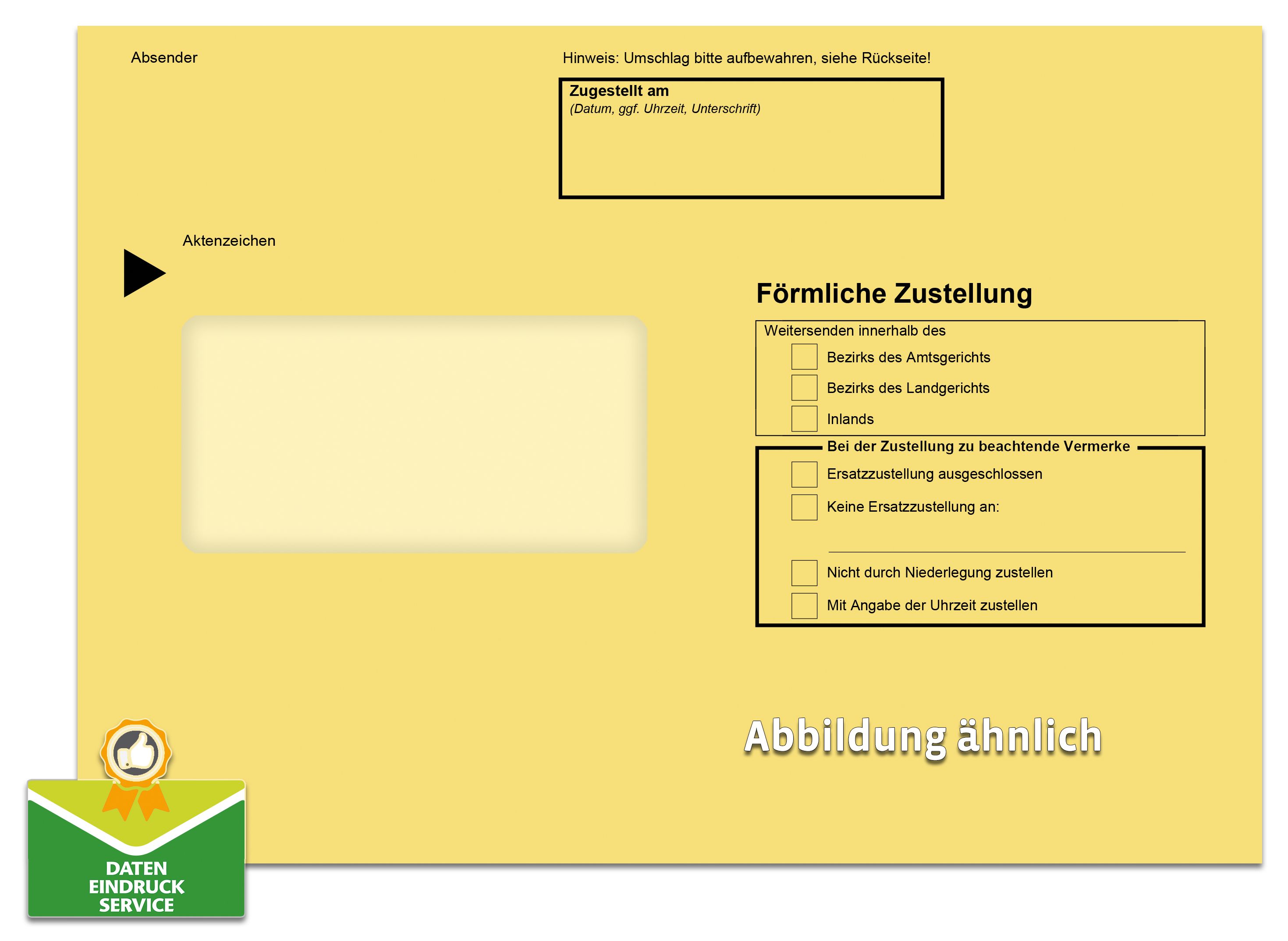 Förmliche Zustellung: Innerer Umschlag, haftklebend, C5, mit Fenster
