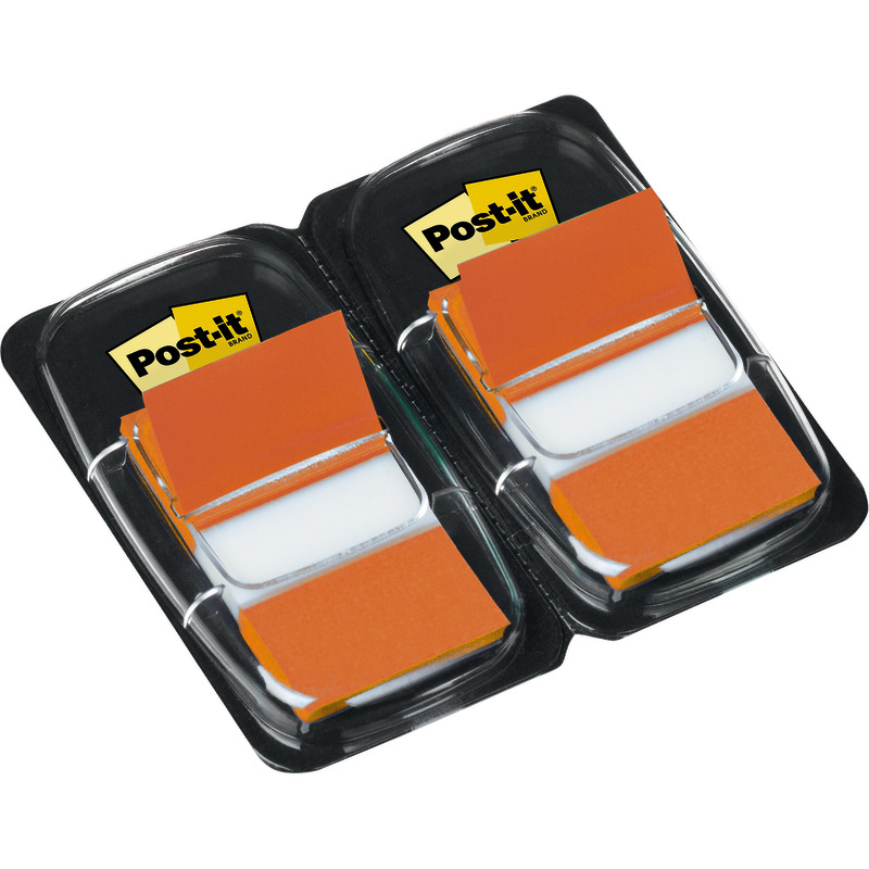 Post-it® Index Haftstreifen, Standard 680, 25.4 mm x 43.2 mm, Packung: 2 Stück a´50 Stück - orange