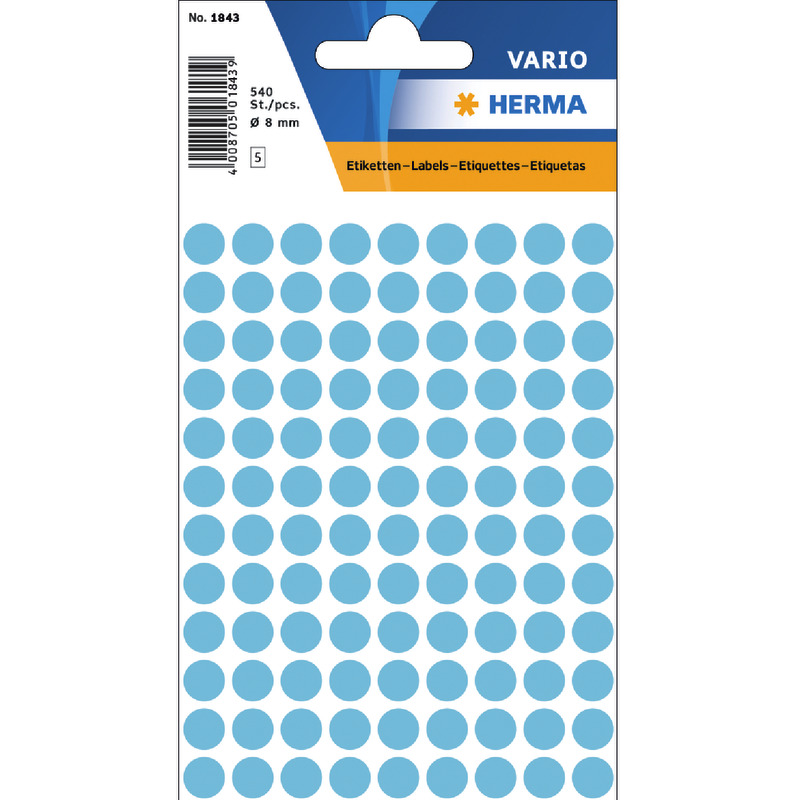 HERMA Vielzwecketiketten, Ø 8 mm, rund, dunkel Papier matt, 540 St. - blau