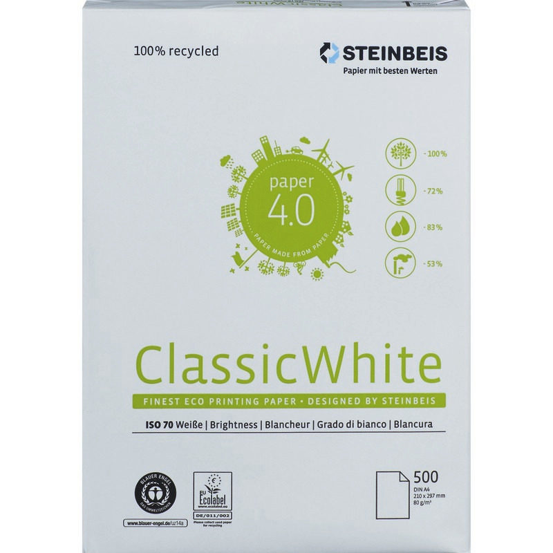 STEINBEIS Kopierpapier ClassicWhite, DIN A4, 80 g/m², Pack: 500 Blatt