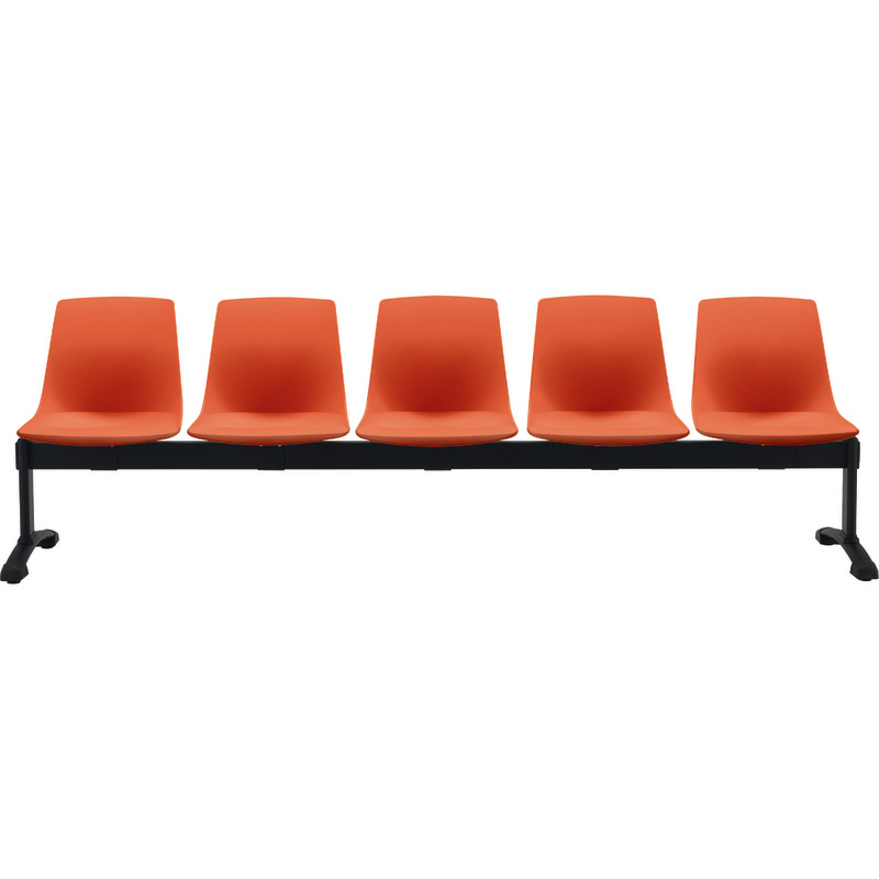 Bisley Traversenbank BLOOM mit Sitzen aus Kunststoff, 5-Sitzer - orange