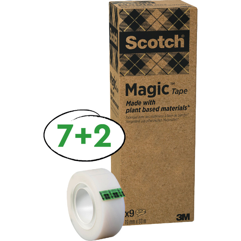 7 + 2 GRATIS! 9 Rollen Scotch® Magic™ Klebeband, hergestellt aus pflanzlichen Materialien, 19 mm x 33 m 7 + 2 GRATIS! 9 Rollen Scotch® Magic™ Klebeband, hergestellt aus pflanzlichen Materialien, 19 mm x 33 m