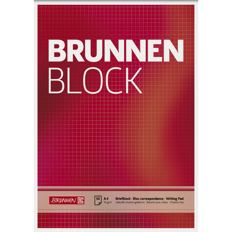 BRUNNEN Briefblock DIN A4, kariert, 50 Blatt