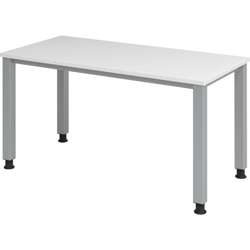 SoldanOffice Schreibtisch 4 Fuß, 4-Kant, Serie Q, 1.400 x 670 mm - weiß