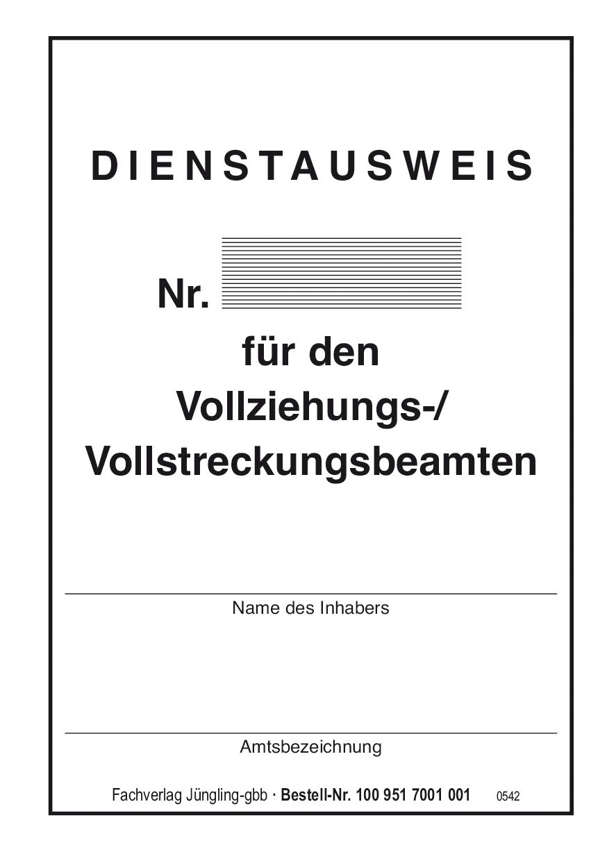 Dienstausweis Vollziehungs-/Vollstreckungsbeamter, DIN A6, Pretex weiß