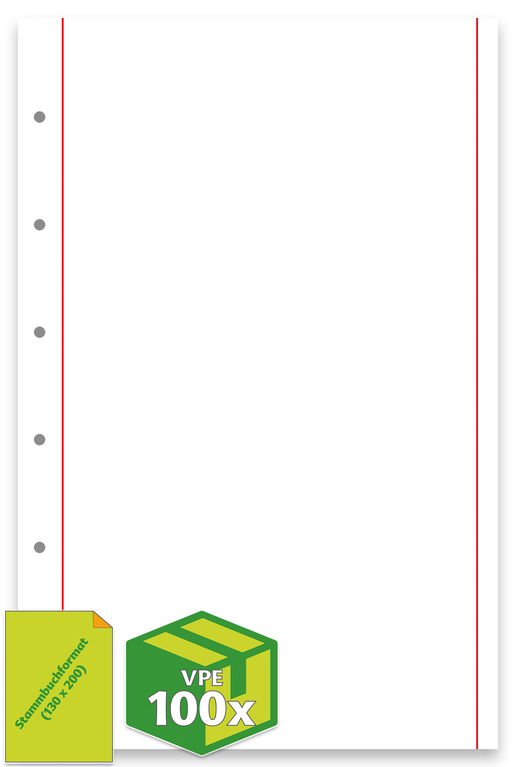 Papier Stammbuchformat Taufurkunde, Schmuckrand, 6-Ring-Lochung, 1 VPE = 100 Stück