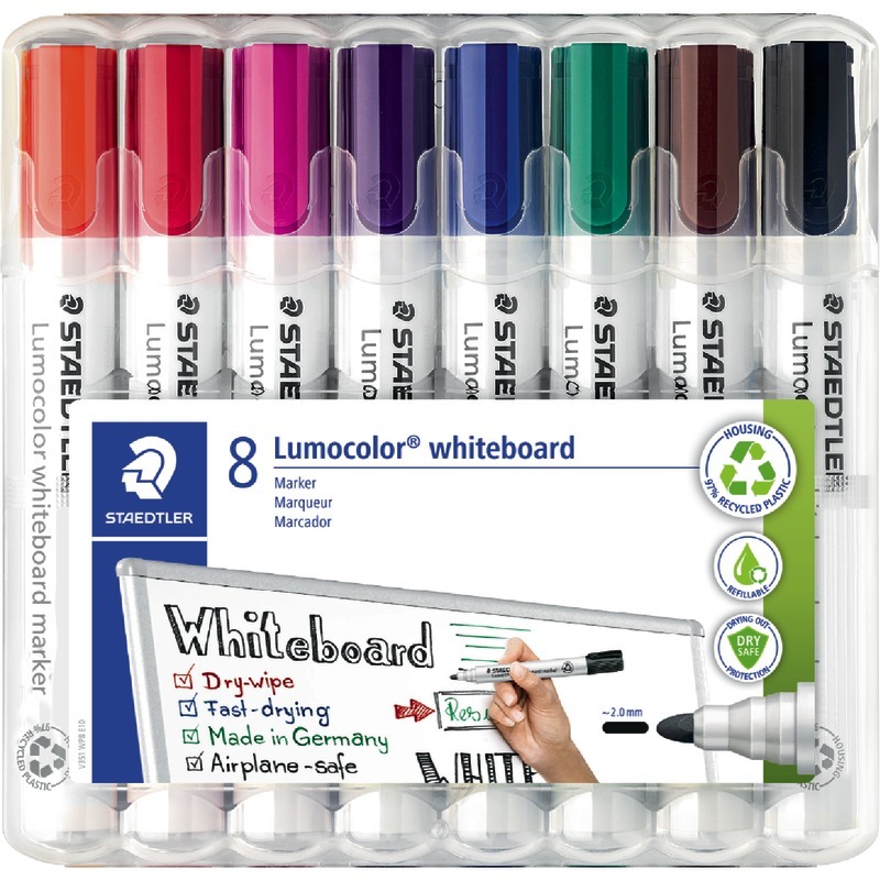 STAEDTLER Whiteboard Marker Lumocolor® 351 WP8, 8er Box, farbsortiert