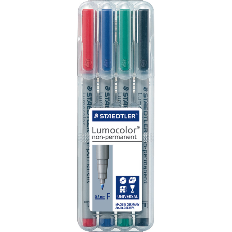 STAEDTLER Folienstifte Lumocolor® 316 F, non-permanent, 4er Box, farbsortiert