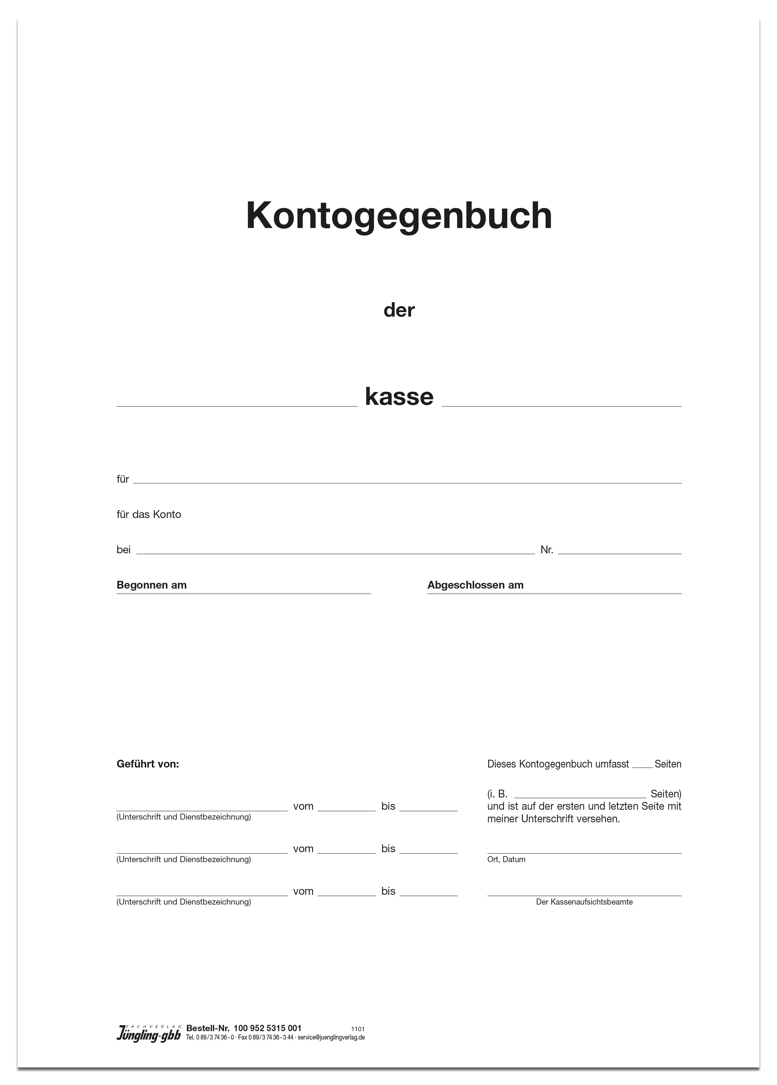 Kontogegenbuch 1-spaltig - Titelbogen, DIN A4