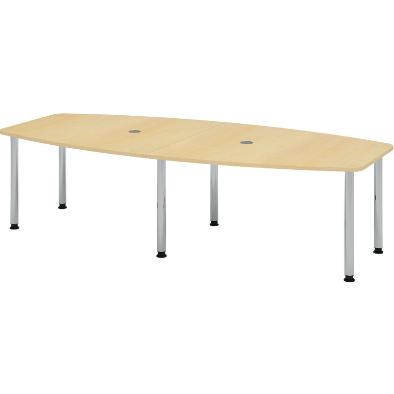 SoldanOffice Besprechungstisch MEETING, 6-Fuß, einfarbig, B x H x T: 2.800  x 720 – 740 x 780 / 1.300 mm - Ahorn-Dekor