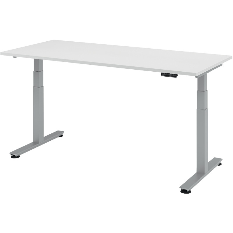 SoldanOffice Schreibtisch, höhenverstellbar,  Ergonomic Aktiv T XDSM, Rechteckform, B x H x T: 1.800 x 635 - 1.285 x 800 mm - weiß